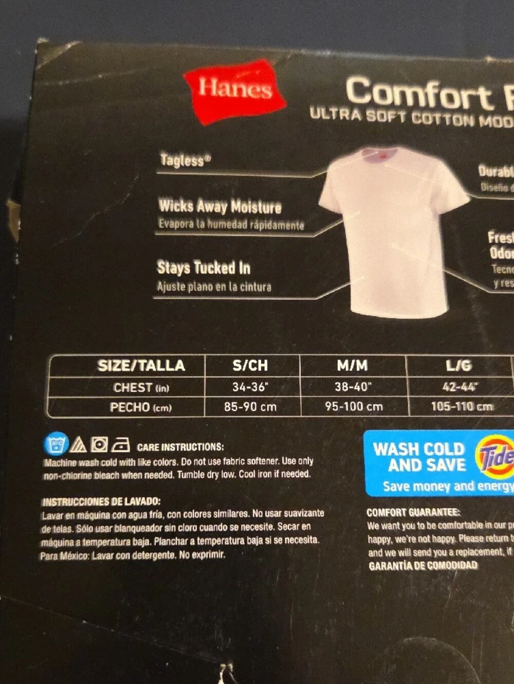 Hanes White Crew Neck Tee Pack with Black Packaging Accent